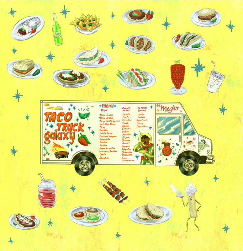 Charles Galubitz taco truck illustration for the LA Times food section